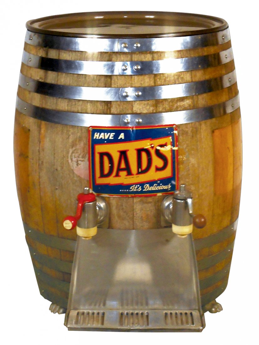 Soda fountain barrel, Dad's Root Beer, countertop, wood (1 of 1)