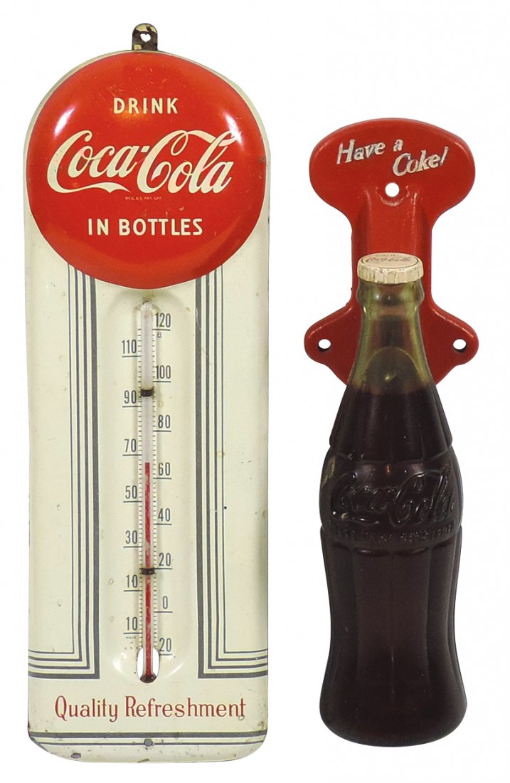 Coca-Cola thermometer & door pull (2), metal (1 of 1)