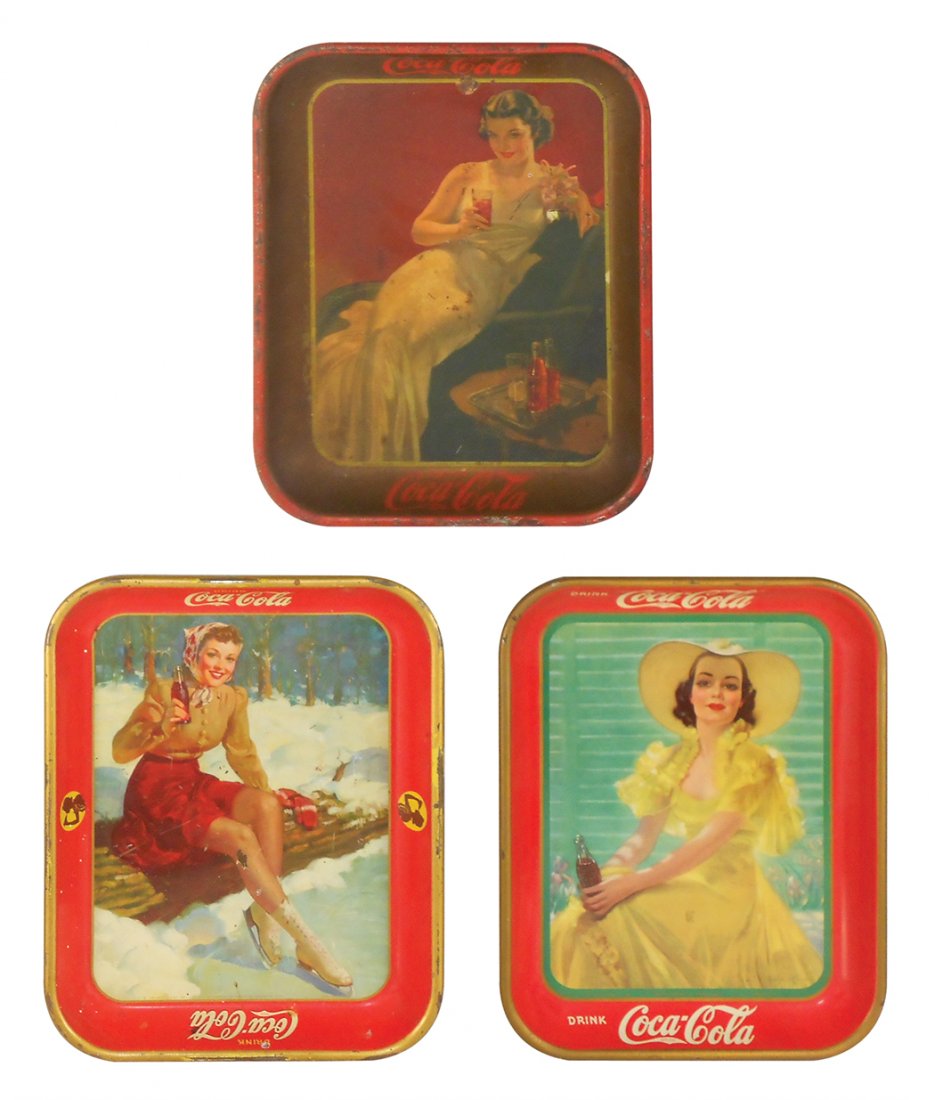 Coca-Cola serving trays (3), Lady in Yellow Dress, (1 of 1)