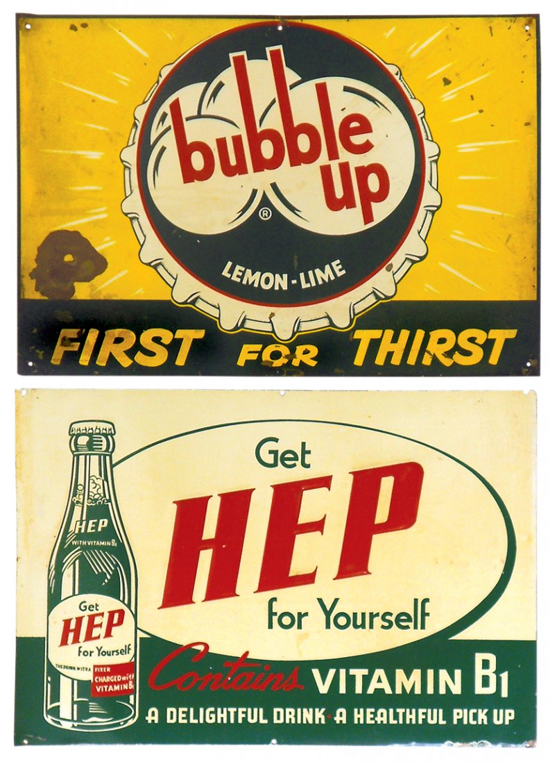 Soda fountain signs (2), HEP w/Vitamin B-1, embossed (1 of 1)
