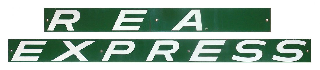 Railroad sign, REA Express Sign, SSP 2-pc, Exc cond, (1 of 1)