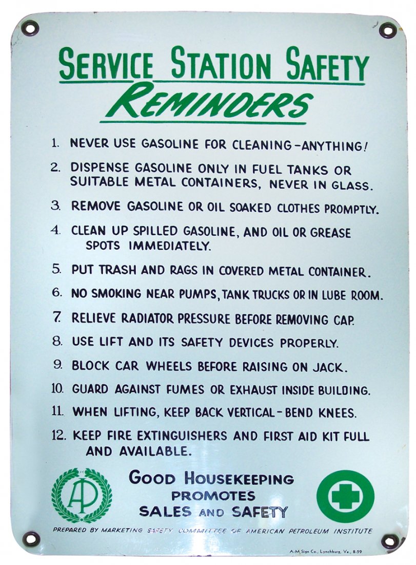 Petroliana signs (2), Standard Oil Special Instructions (1 of 2)