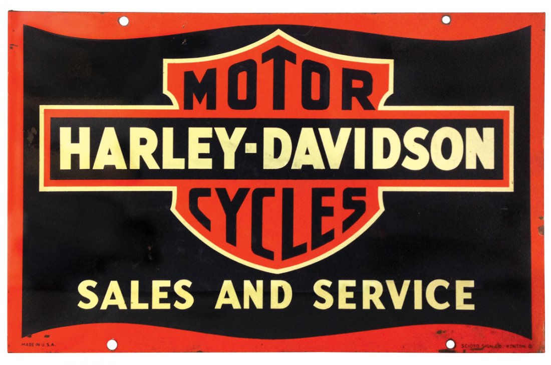 Motorcycle sign, Harley-Davidson Motor Cycles Sales & (1 of 2)