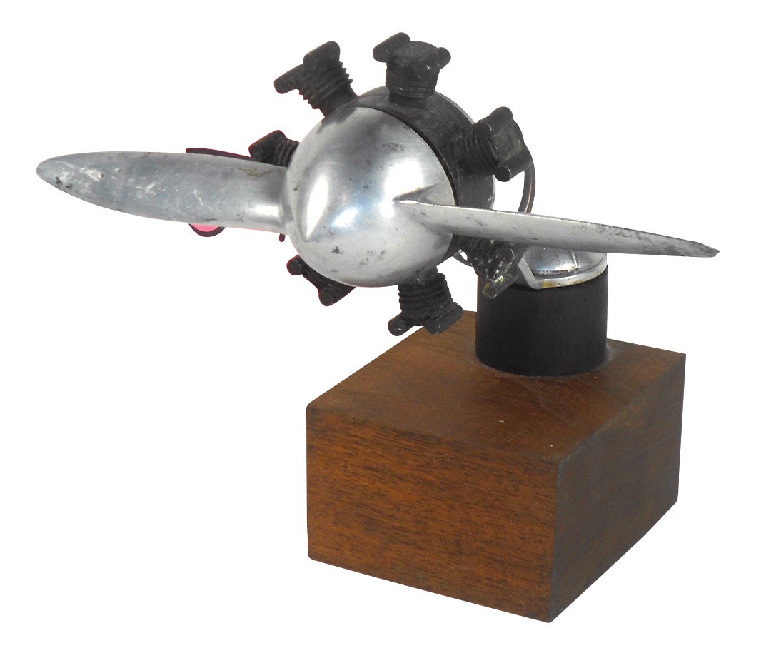 Mascot hood ornament, Lindberg Airplane Whirligig, cast (1 of 1)