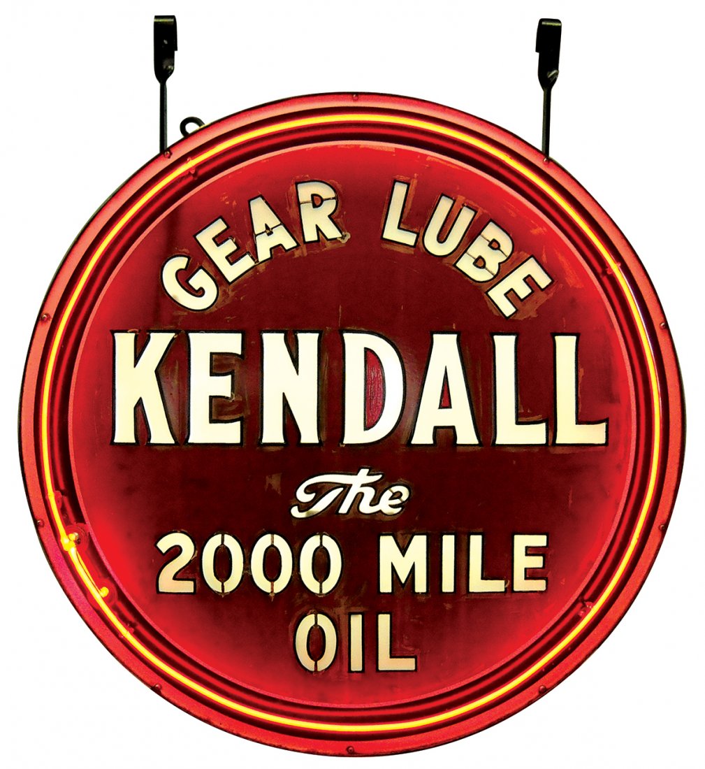 Petroliana sign, Kendall Gear LubeThe 2000 Mile Oil,