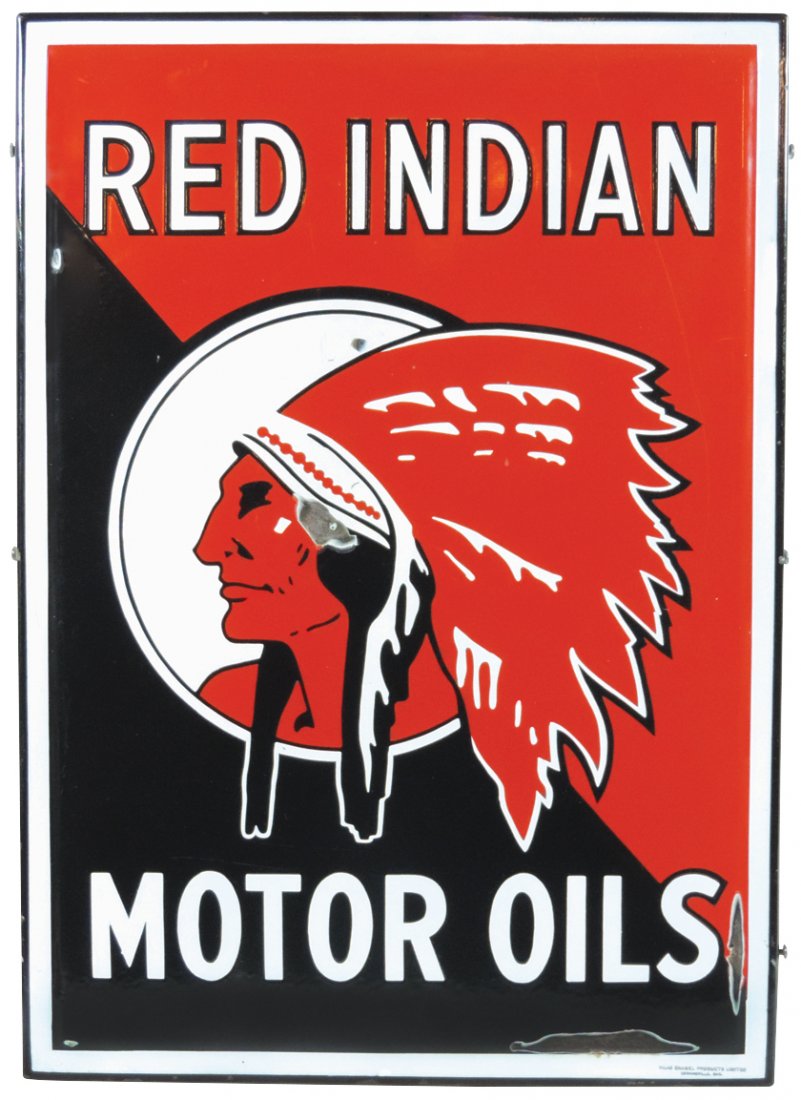 Petroliana display rack sign, Red Indian Motor Oils, (1 of 1)