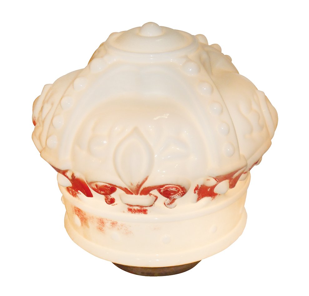 Gasoline globe, Red Crown, milk glass w/some orig red p (1 of 1)