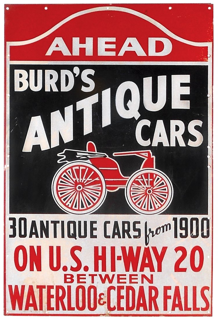 Automotive highway sign, Burd's Antique Cars, advertise (1 of 1)