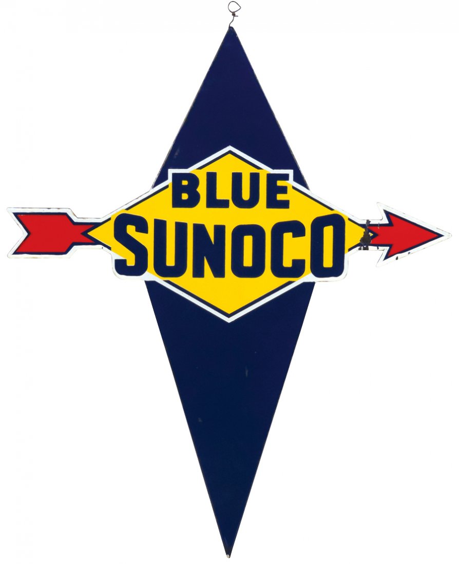 Gasoline pump plate, Blue Sunoco, SSP, VG cond w/1.5" (1 of 1)