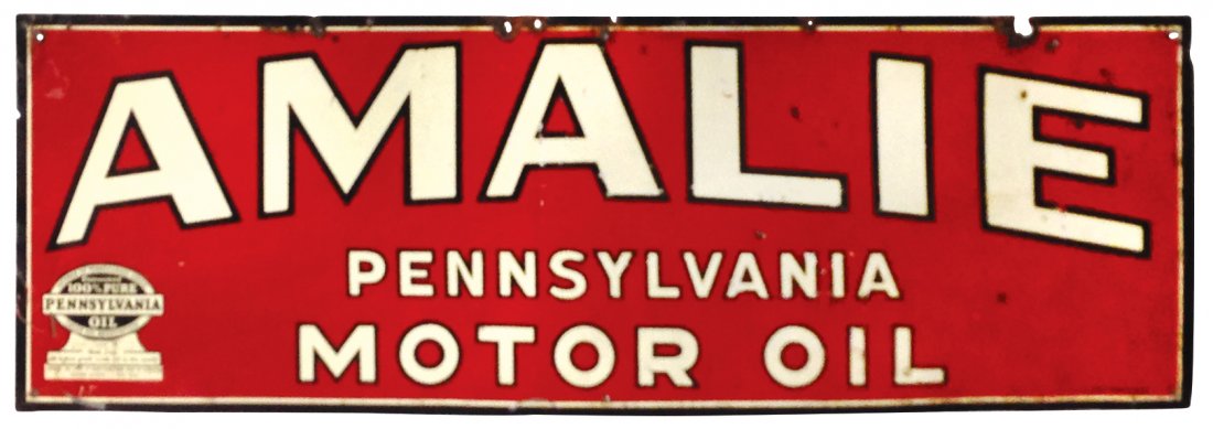 Petroliana sign, Amalie Pennsylvania Motor Oil, SS meta (1 of 1)