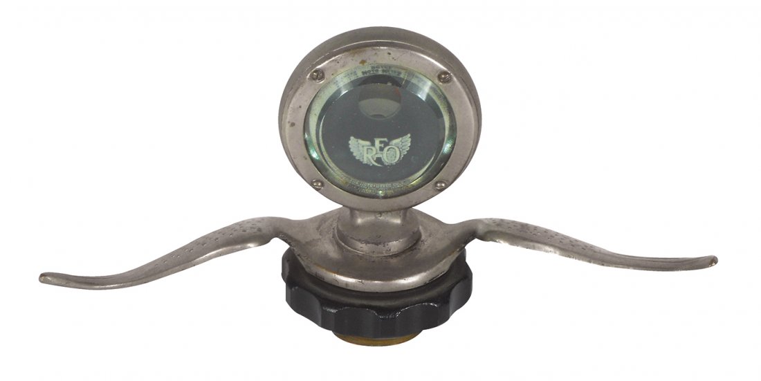 Motometer, REO Simplex Motor Gauge, mfgd by The Motomet: Motometer, REO Simplex Motor Gauge, mfgd by The Motometer Co.-Long Island City, NY, cast metal & beveled glass, Exc cond, 5"H x 10"W.