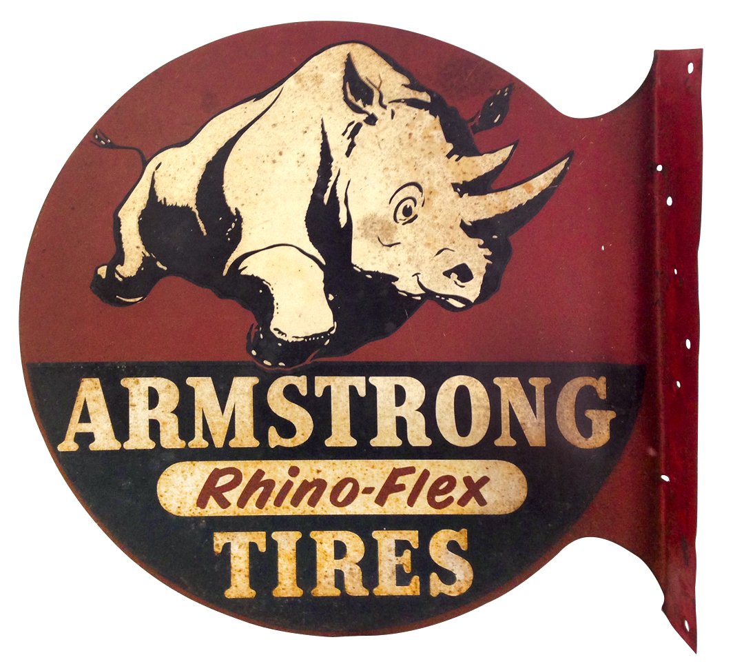 Automotive sign, Armstrong Rhino-Flex Tires, DS metal f (1 of 2)