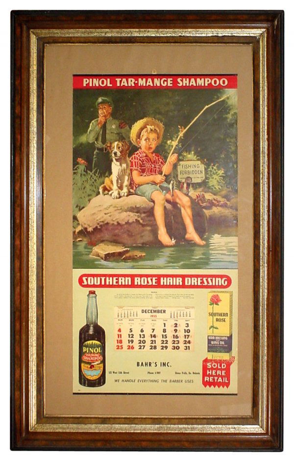 516 Barber shop calendar, Pinol TarMange Shampoo & So