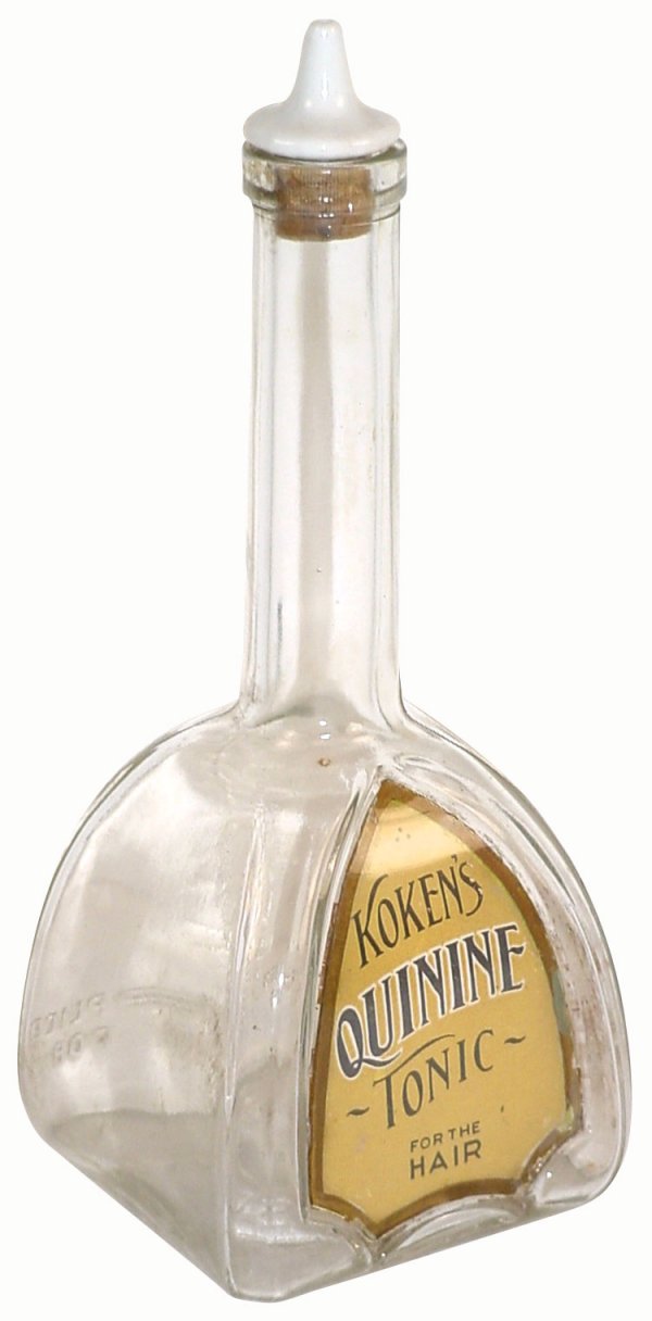 Barber bottle, Koken, label under glass bottle w/s: Barber bottle, Koken, label under glass bottle w/stopper, bottom marked "Koken, St. Louis, USA", measuring graph on backside of bottle, Rare, Exc. condition, 7.75"H.
