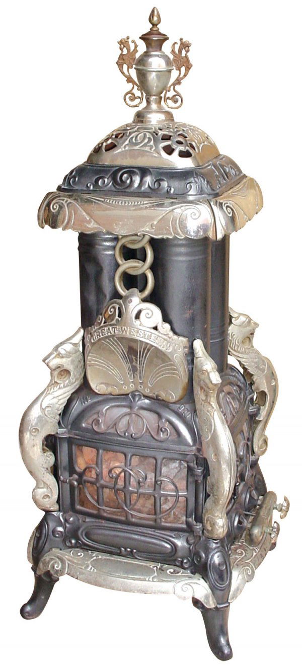 1290 Parlor stove, Great Western 920, gas, ornate nic