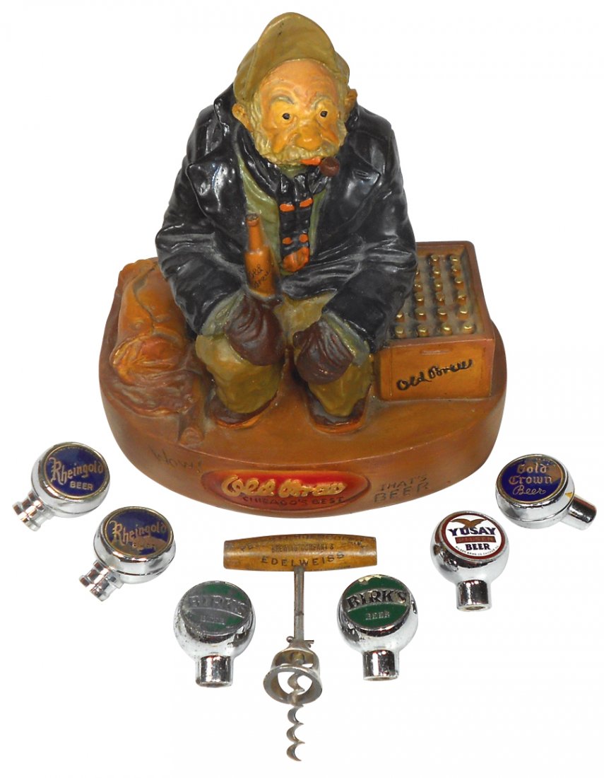 Breweriana counter display, corkscrew & tap handle (1 of 1)