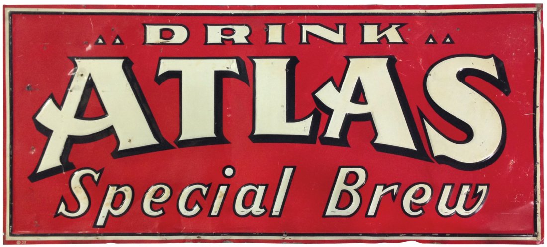 Breweriana sign, Atlas Special Brew, embossed metal, VG (1 of 1)