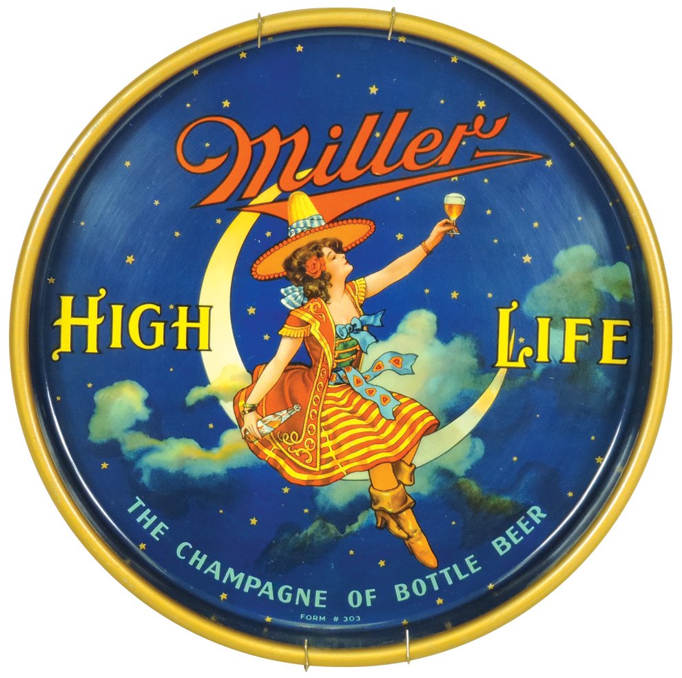 Breweriana tray, Miller High Life w/Miller Girl on (1 of 1)