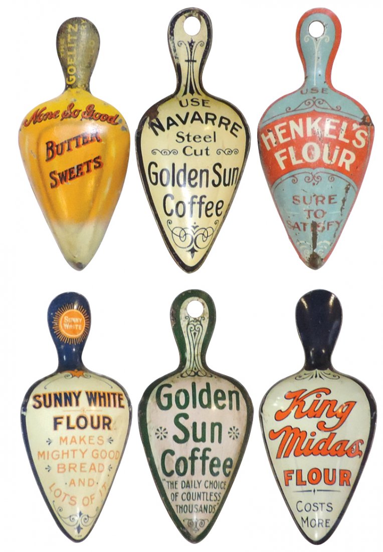 Advertising flour & coffee scoops (6), Sunny White (1 of 1)