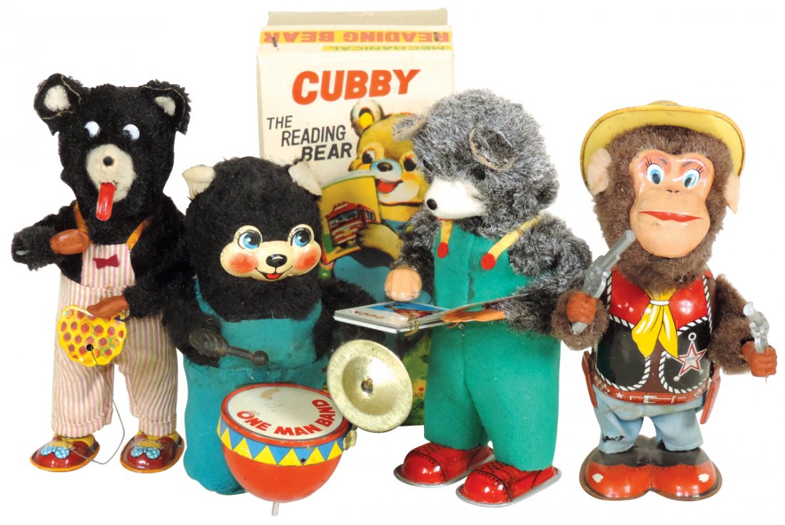Toys (4), tin litho windups, Japanese Cubby The Reading (1 of 1)