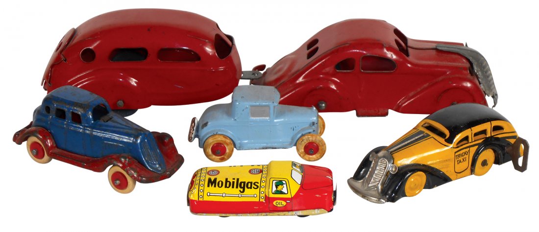 Toy cars, truck & camper (6), pressed steel (1 of 1)