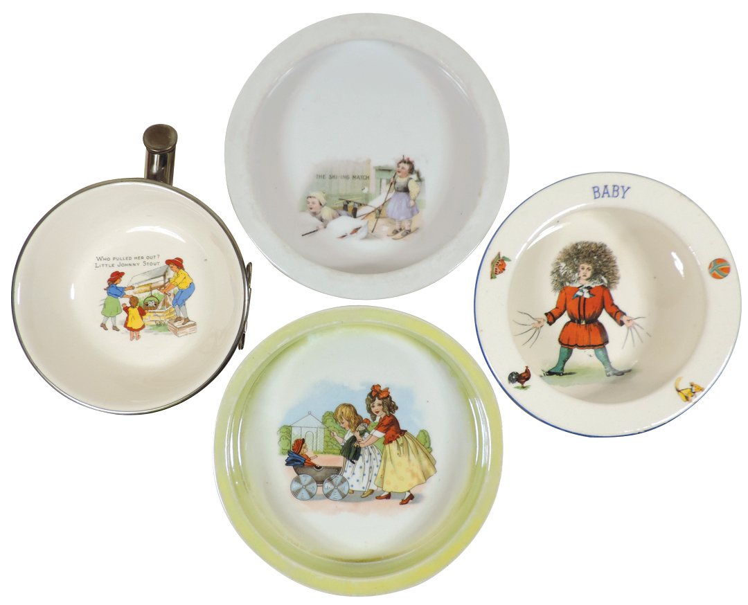 Baby dishes (4), ceramic feeding bowls, (1 of 1)