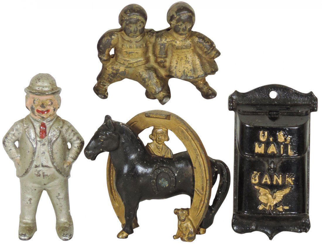 Still banks (4), all cast iron, U.S. Mail, Campbell (1 of 1)