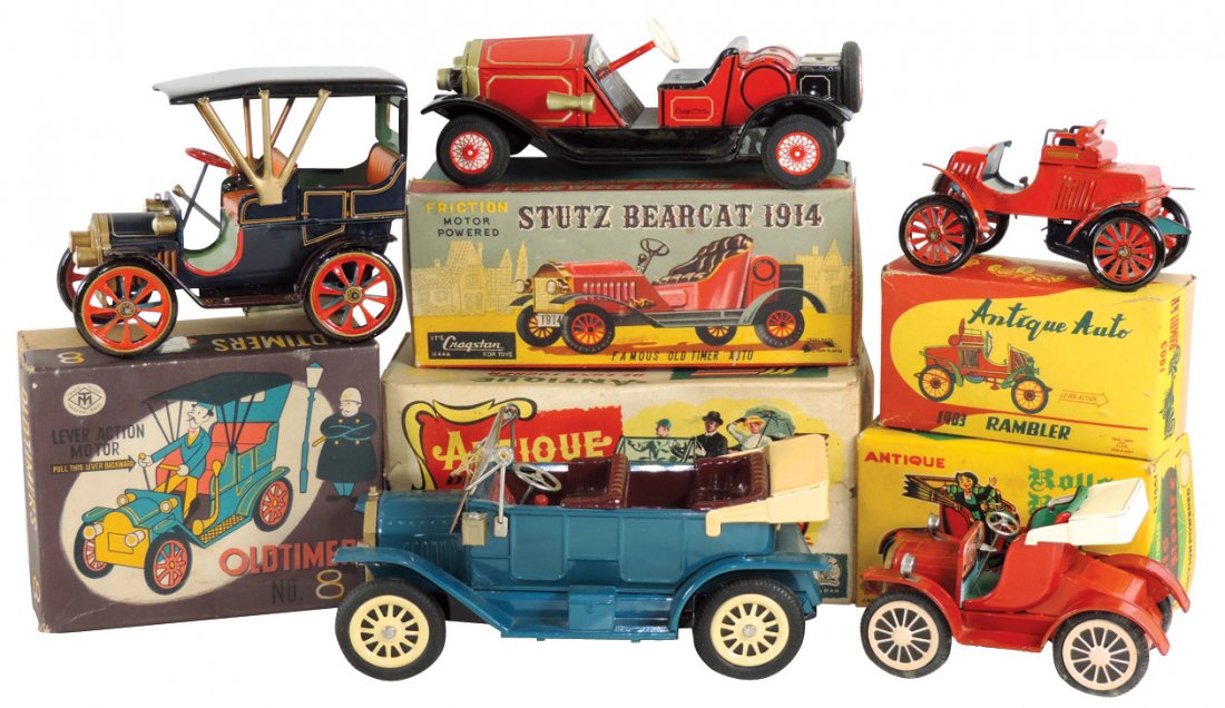 Toy cars (5), Japanese tin litho friction & lever wind (1 of 1)