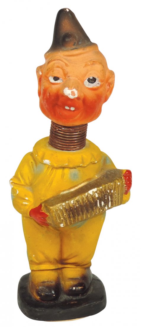 Halloween nodder, early 1920's painted chalkware clown (1 of 1)