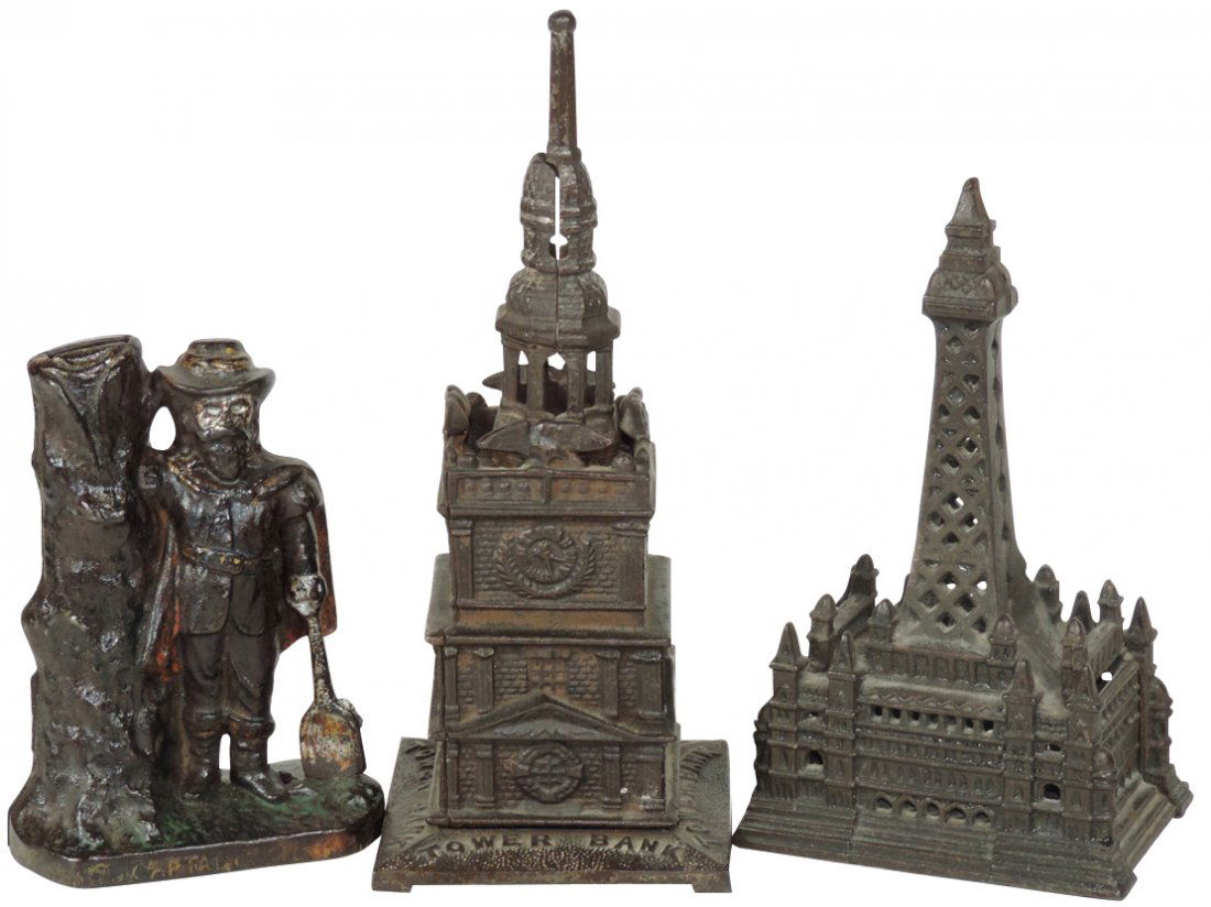 Still banks (3), all cast iron, Captain Kid U.S., (1 of 1)