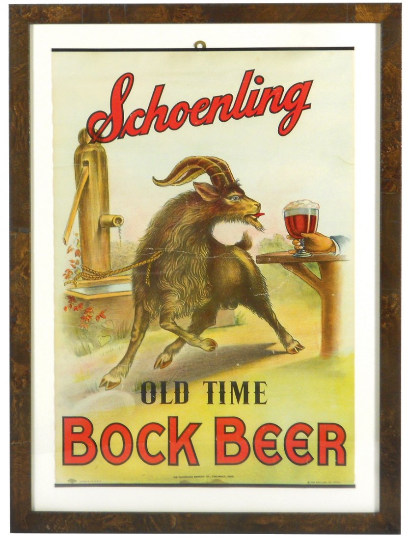 Breweriana sign, Schoenling Bock Beer, litho on paper (1 of 1)
