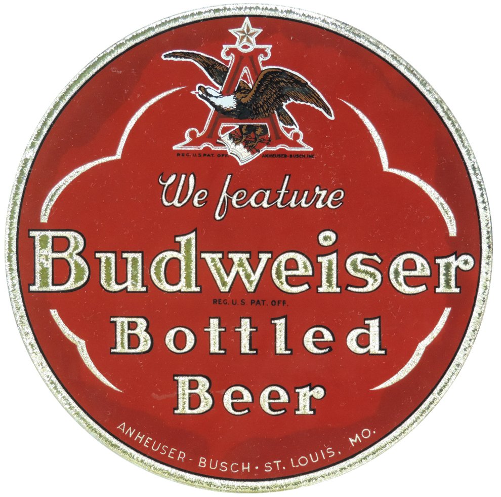 Breweriana, Budweiser reverse paint on glass & foil (1 of 1)