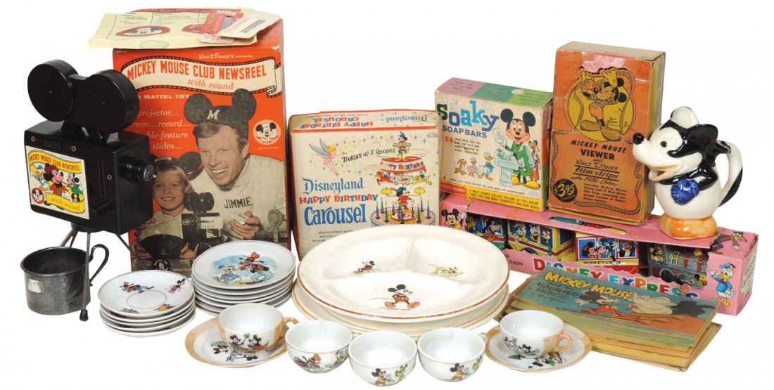 Mickey Mouse items, (2) Walt Disney divided dishes, (1 of 1)