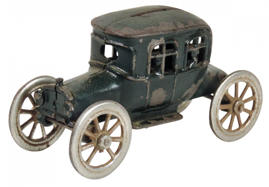 Still bank, coach, cast iron w/orig paint, nice (1 of 1)