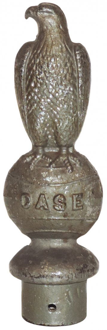 Case fence post topper, cast iron eagle on globe, an (1 of 1)