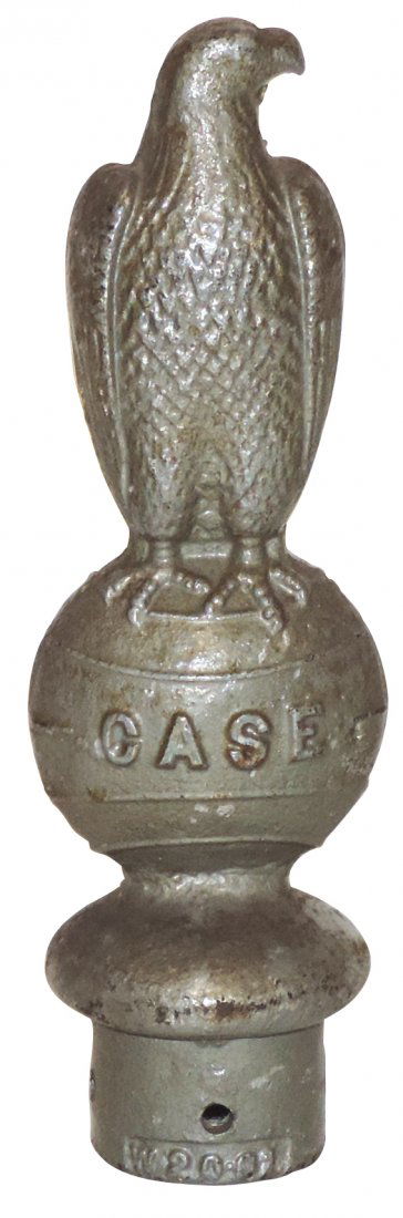 Case fence post topper, cast iron eagle on globe, an (1 of 1)