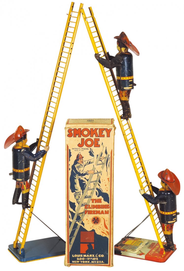 Toy firemen (2), Marx Climbing Fireman & Marx Smokey (1 of 1)