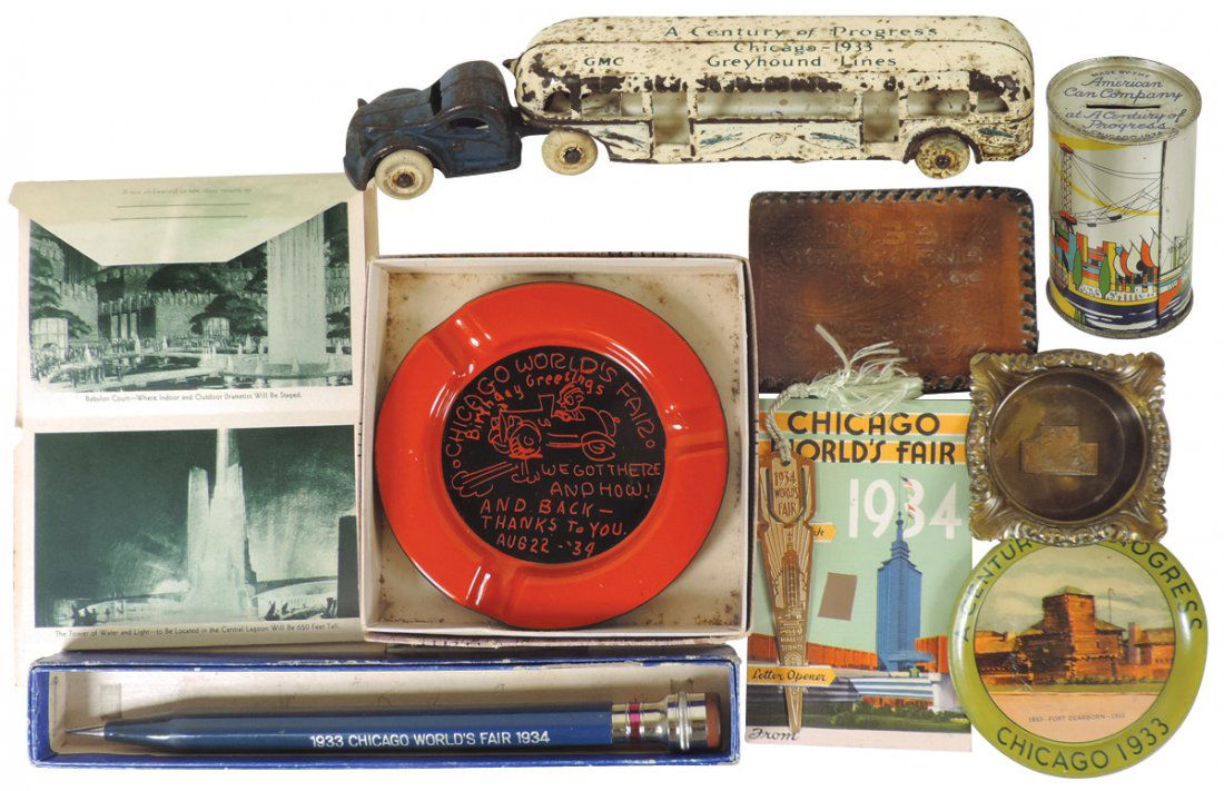 World's Fair items (10), 1933-34 leather wallet, cast (1 of 1)