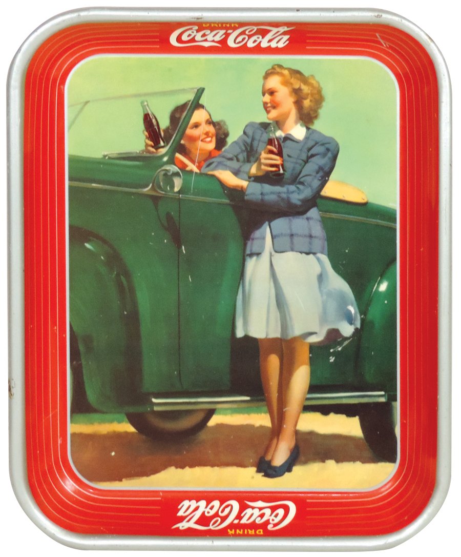 Coca-Cola serving tray, 1942 Roadster Girl, VG cond (1 of 1)