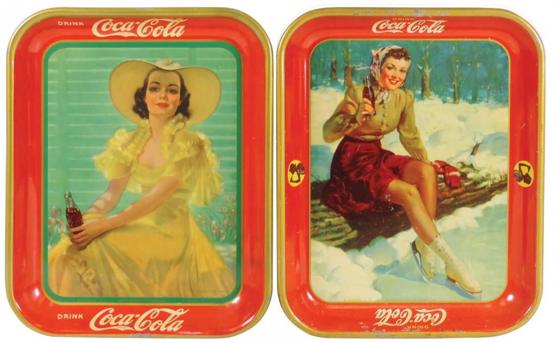 Coca-Cola serving trays (2), 1941 Skater Girl & 1938 (1 of 1)