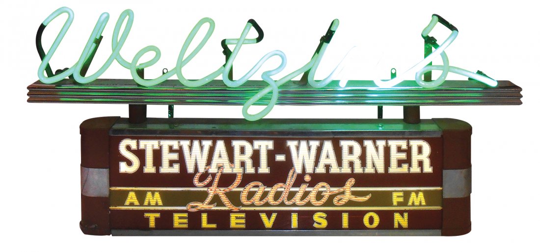 Radio & television neon sign, Stewart-Warner AM FM (1 of 1)
