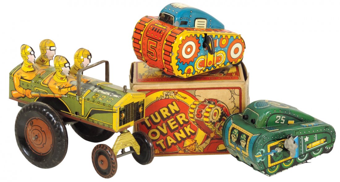 Toy military vehicles (3), all by Marx, Jumpin Jeep tin (1 of 1)