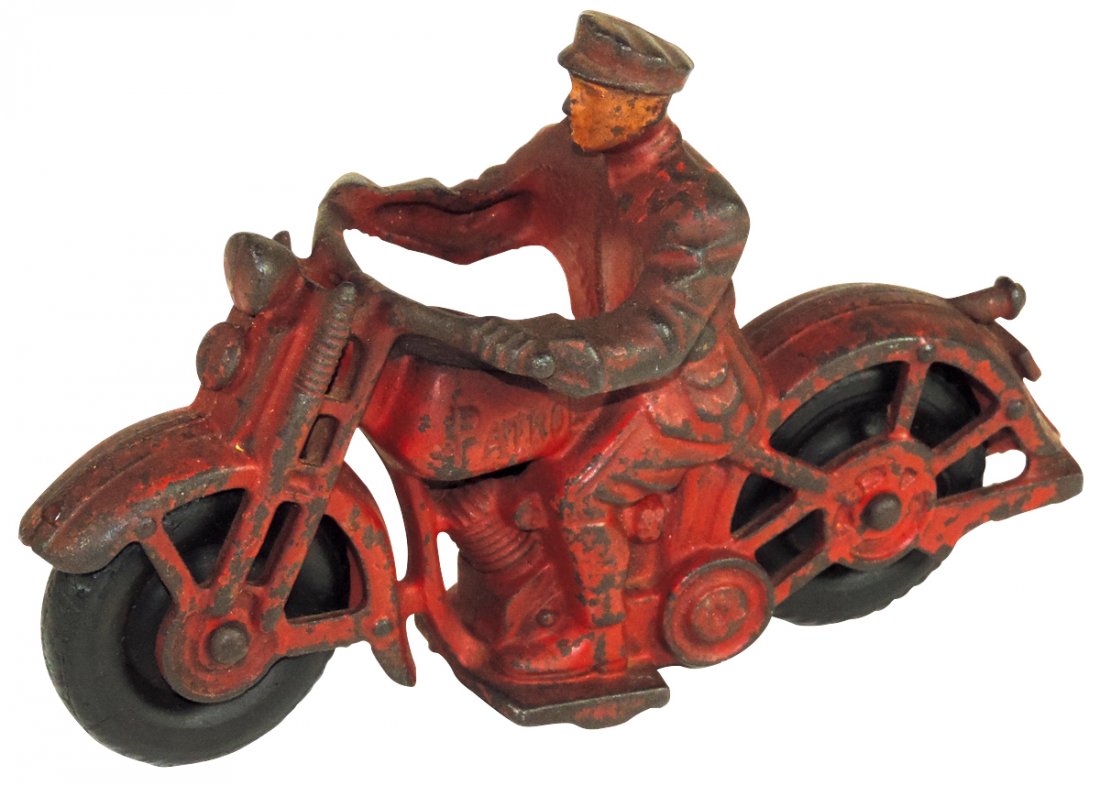 Toy motorcycle, Patrol Motorcycle Cop, cast iron w/orig (1 of 1)