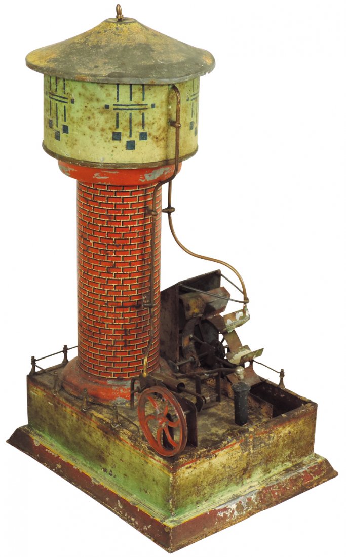 Steam toy, Carette Water Tower w/Wheel & Hammer, (1 of 1)