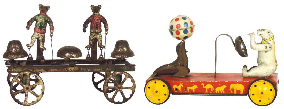 Toys (2), both bell toys, tin litho Seal & Polar Bear, (1 of 1)