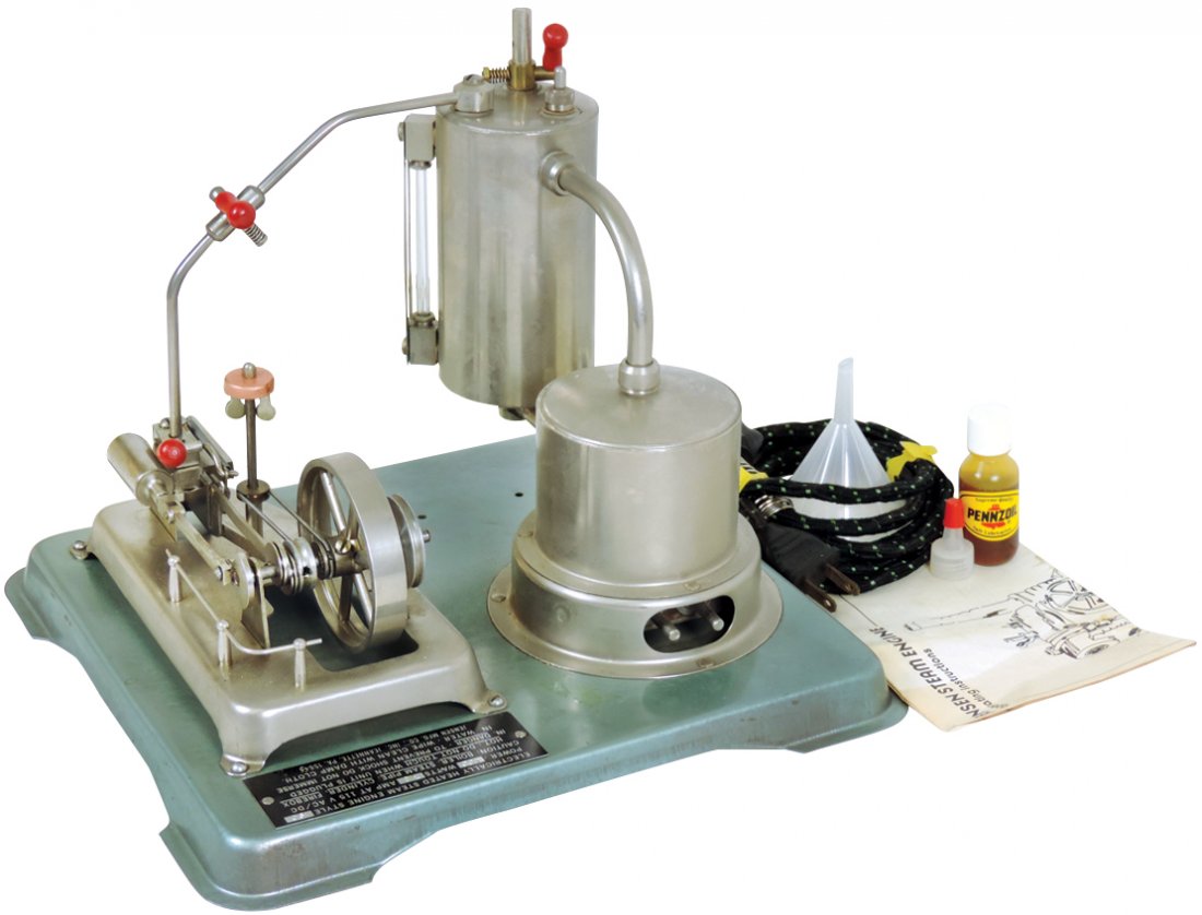 Steam toy w/box, Jensen Steam Engine Atomic #90, (1 of 1)