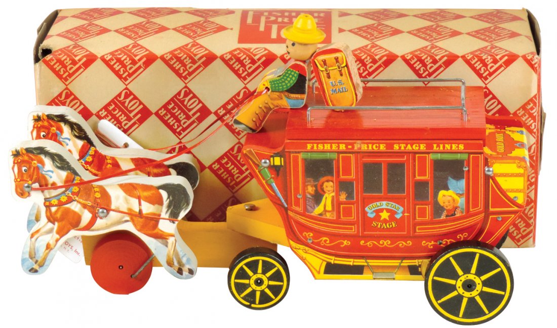 Toy stagecoach, Fisher Price Stage Lines, litho on wood (1 of 1)