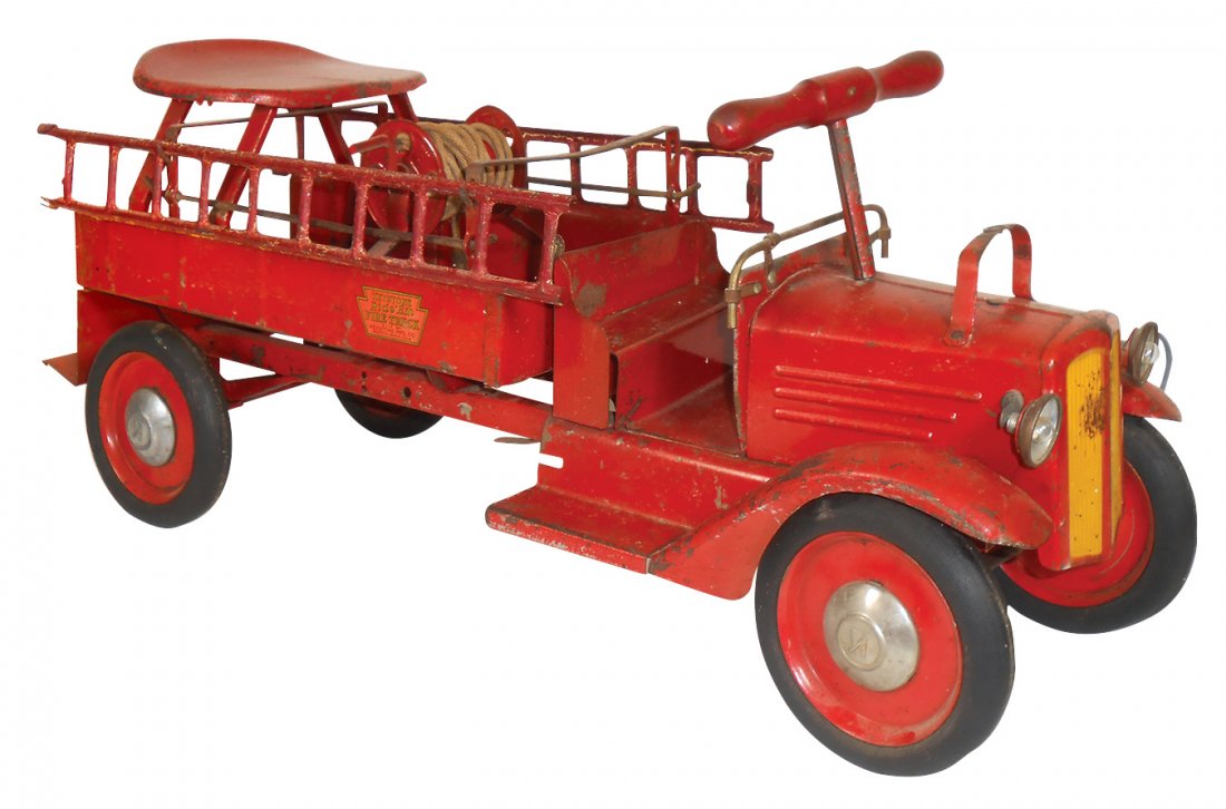 Toy, Keystone Ride 'Em fire truck, pressed steel, orig (1 of 1)