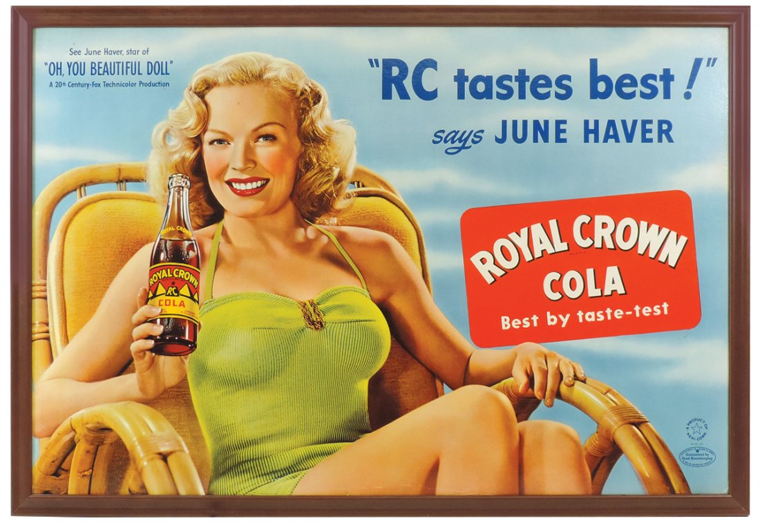Soda fountain sign, Royal Crown Cola, framed cdbd (1 of 1)