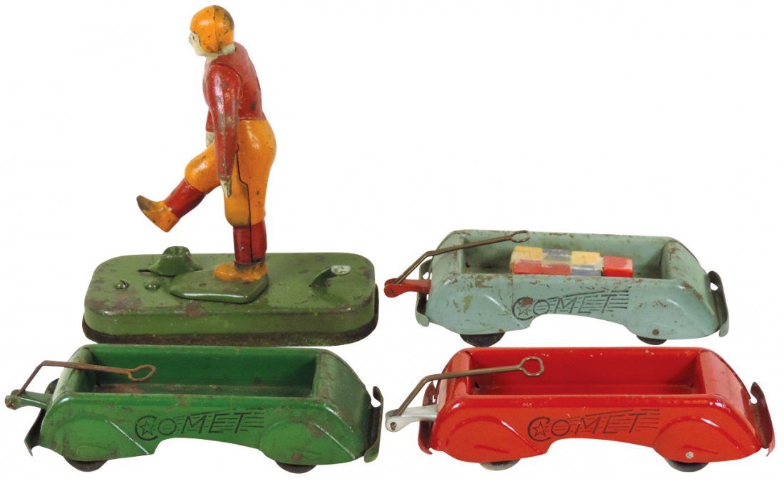 Toys (4), football kicker, cast iron w/orig paint, (1 of 1)